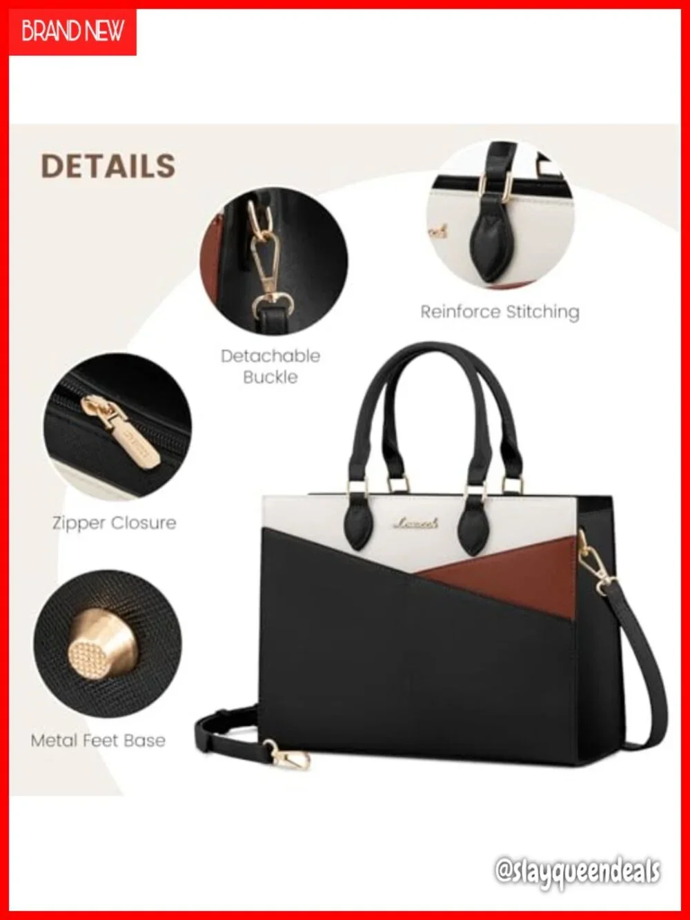 Women's Satchel Handbag PU Leather Tote with Detachable Strap